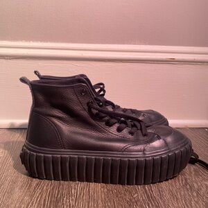 Diesel Black Leather High-Top Platform Sneakers